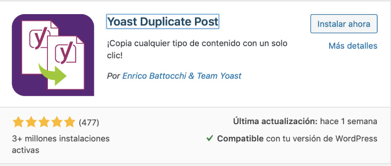 duplicar pagina yoast duplicate post
