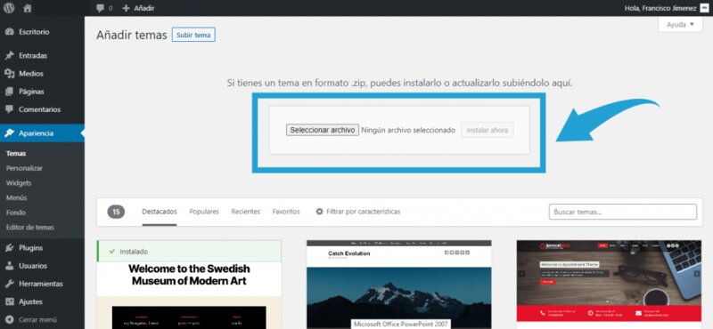 instalar plantillas wordpress