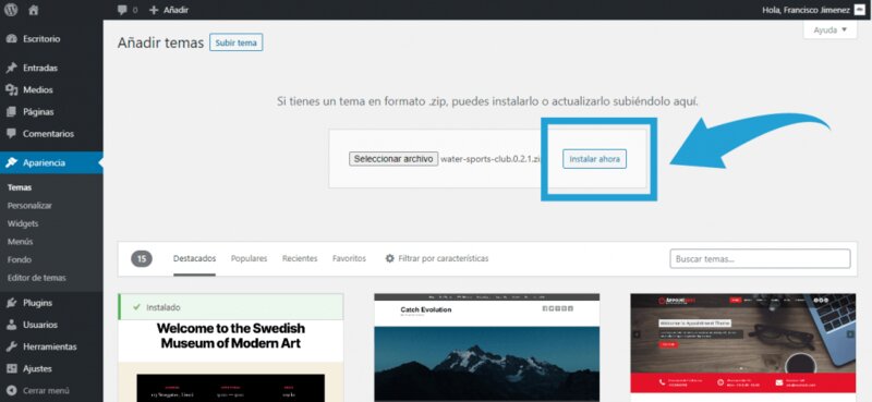 instalacion temas wordpress