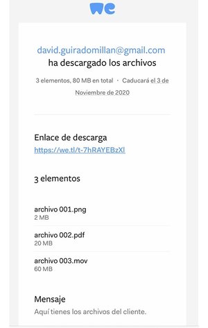 envio archivos wetransfer