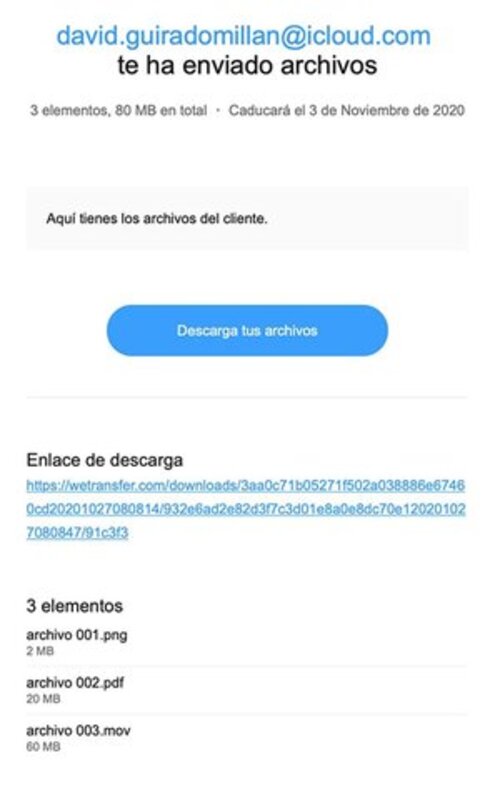 wetransfer archivos transferencia
