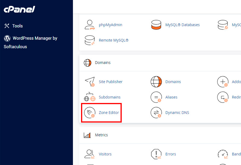 cpanel zone editor