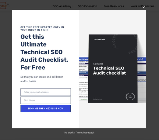 popup inbound marketing ejemplo