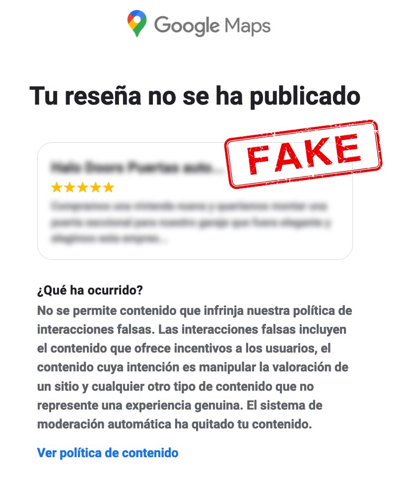 reseñas falsas google maps