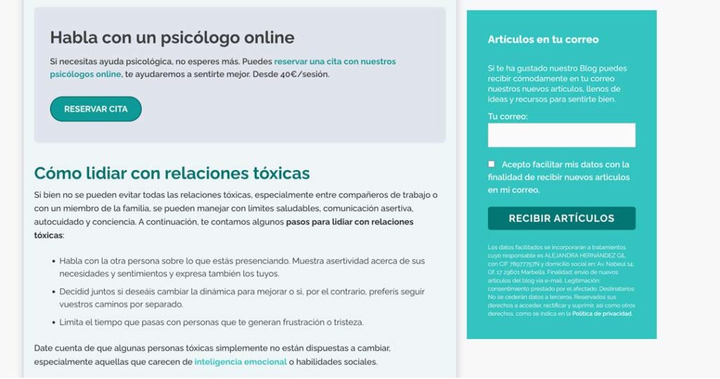 diseño web blog de psicologia