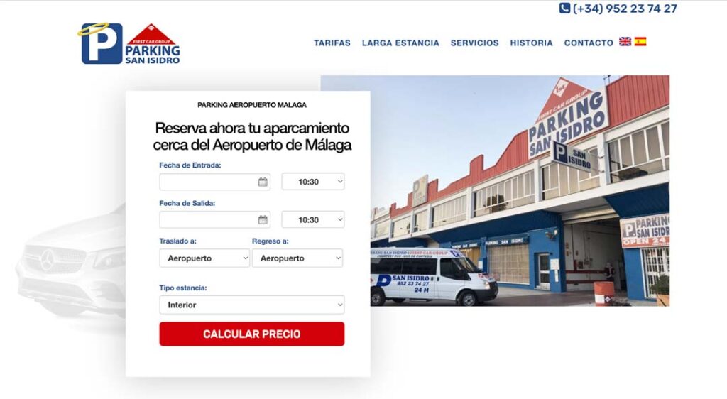 desarrollo web parking aeropuerto