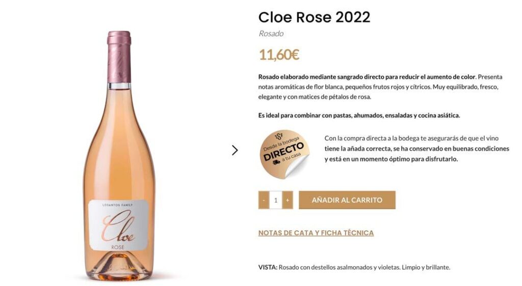 diseño tienda online vinos