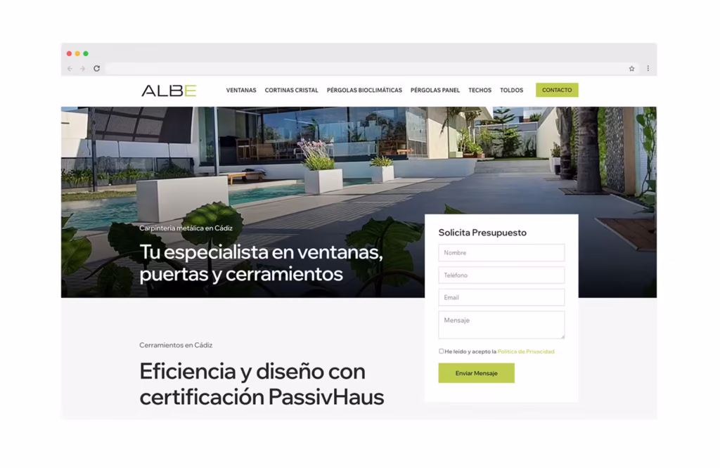Diseño web en Málaga para empresa de cerramientos