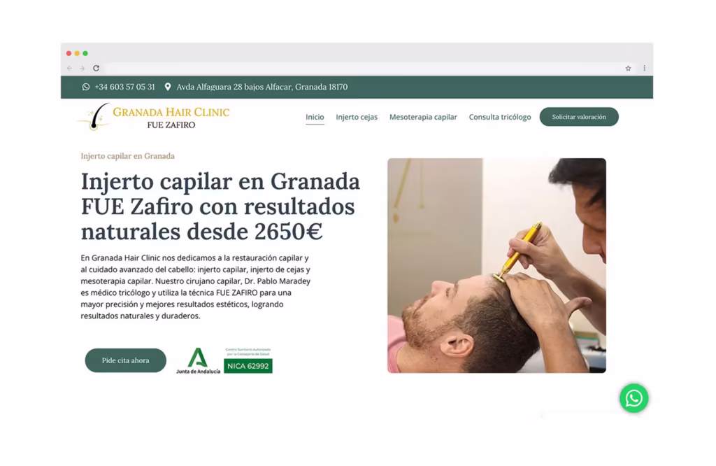 diseño web injerto capilar