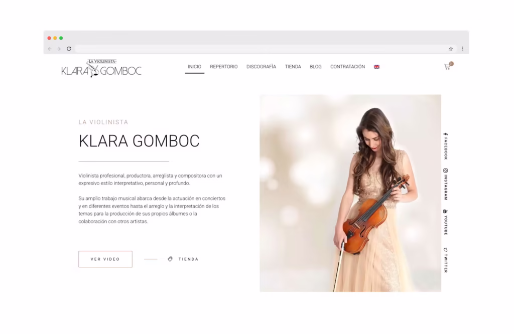 Diseño página web para músicos y violinistas
