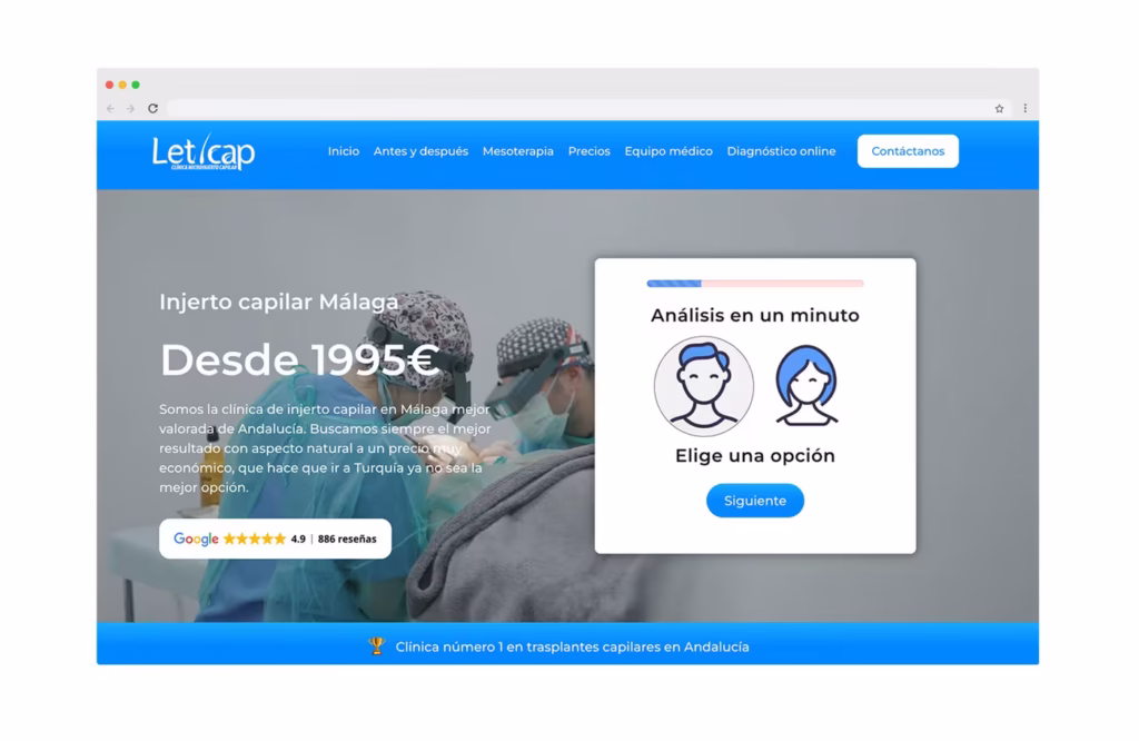 diseño web injerto capilar malaga