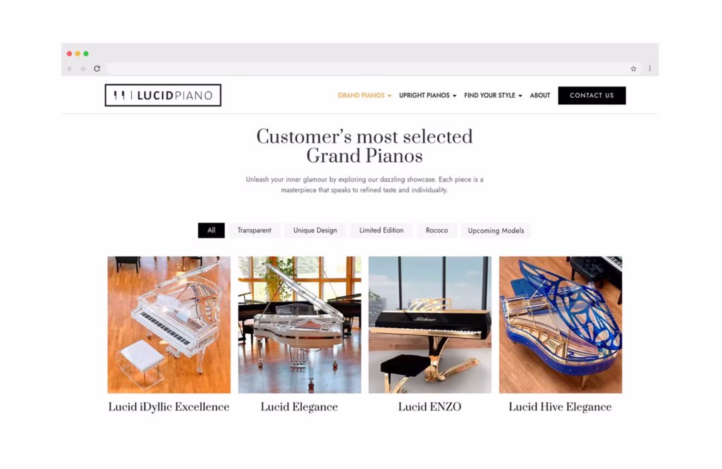 Creación página web en Málaga para tienda de pianos
