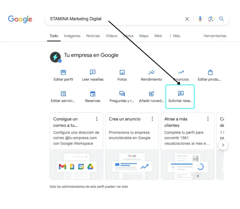 conseguir enlace resenas google