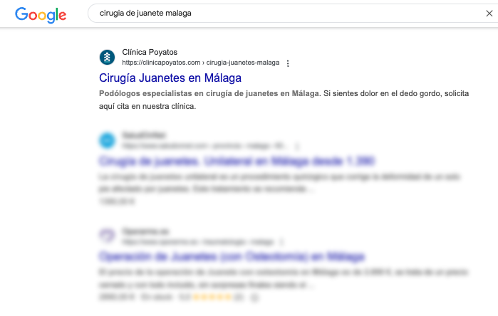 ejemplo seo clinicas podologia