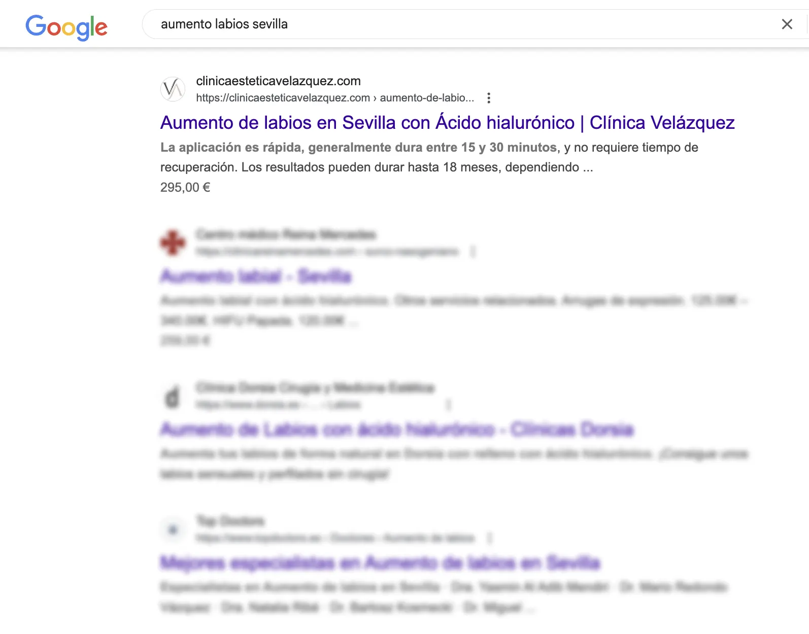 resultado seo medicina estetica aumento labios